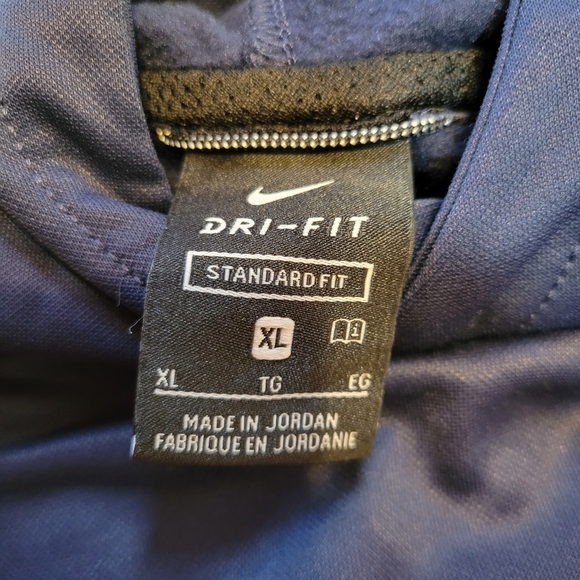 Nike Dri-FIT Navy Hoodie With High Viz Orange Logo SIZE XL - Picture 2 of 6